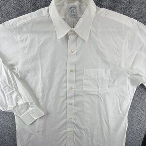 Brooks Brothers Cotton 17 33 Classic Non-Iron White Button Up Solid Long Sleeve